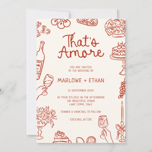 Invitation C'est un Mariage illustré plus rouge (Devant)