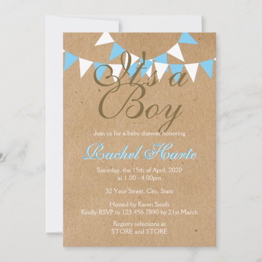 Invitation C'est un nouveau Baby shower rustique pour bébés (Devant)