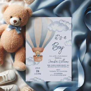 Invitation C'est un ours en peluche Teddy montgolfière pour b