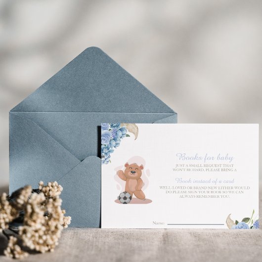 Invitation C'est un ours garçon Livres pour baby shower bleu 