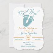 Invitation C'est un petit Baby shower bleu petit garçon (Devant)