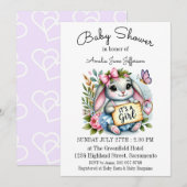 Invitation C'est un petit Baby shower de lapin mignon fille (Devant / Derrière)