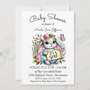 Invitation C'est un petit Baby shower de lapin mignon fille