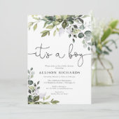 Invitation C'est un petit baby shower de verdure moderne et s (Debout devant)