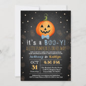 Invitation C'est un petit Baby shower d'Halloween Citrouille (Devant)
