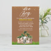 Invitation C'est un petit Baby shower Safari Animaux (Debout devant)
