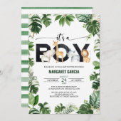 Invitation C'est un petit Baby shower Safari Jungle Animaux (Devant / Derrière)