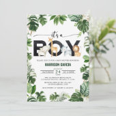 Invitation C'est un petit Baby shower Safari Jungle Animaux (Debout devant)