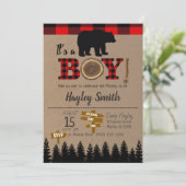 Invitation C'est un petit garçon Baby shower plat de la flane (Debout devant)
