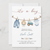 Invitation C'est un petit paysan Baby shower de linge de bébé (Devant)