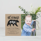 Invitation C'est un sauvage photo premier anniversaire (Debout devant)