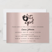 Invitation C'est un script de fille Custom New Baby Rose Pied (Devant)
