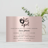 Invitation C'est un script de fille Custom New Baby Rose Pied (Debout devant)