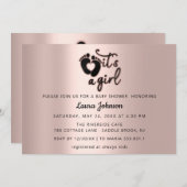 Invitation C'est un script de fille Custom New Baby Rose Pied (Devant / Derrière)