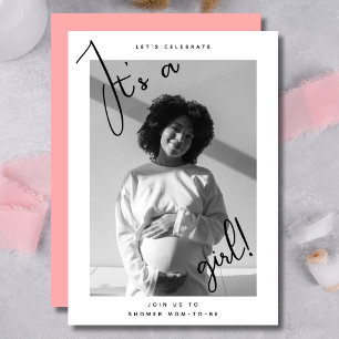 Invitation C'est un script de photo pour Baby Shower fille