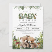 Invitation C'est un Twins Adventure Woodland Bears Baby showe (Devant)