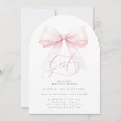 Invitation C'est une arche de fille rose pour Baby Shower (Devant)