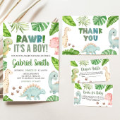 Invitation C'est une Baby Shower Dinosaure Garçon