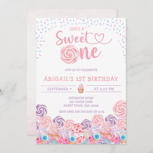 INVITATION C'EST UNE BONNE BONNE CANDÉE 1ER ANNIVERSAIRE (Devant / Derrière)