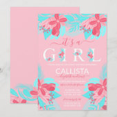 Invitation C'est une citation de fille Baby shower Turquoise  (Devant / Derrière)