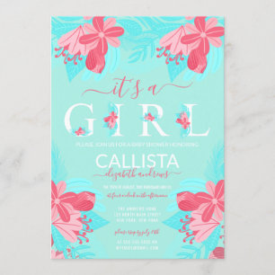 Invitation C'est une citation de fille Baby shower Turquoise