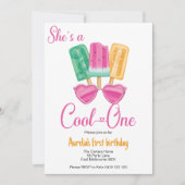 Invitation C'est une Cool un premier anniversaire Popsicle (Devant)