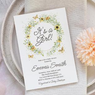 Invitation C'est une couronne de tournesols pour fille Baby S