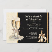 Invitation C'est une double fête de Champagne d'or (Devant)