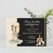 Invitation C'est une double fête de Champagne d'or (Debout devant)