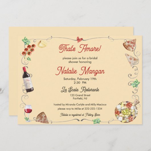 Invitation C'est une douche nuptiale Amore (Devant / Derrière)