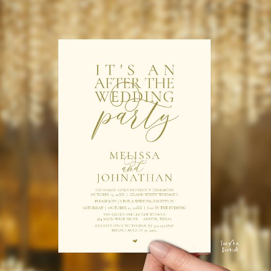 Invitation C'est une fête après le mariage, réception moderne