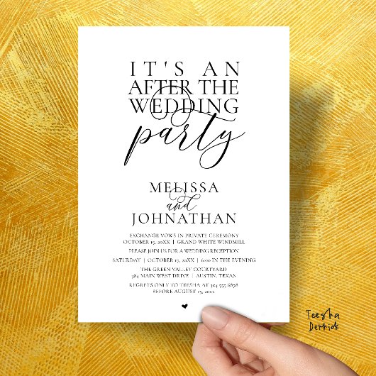 Invitation C'est une fête après le mariage, réception moderne