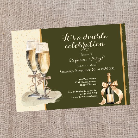 Invitation C'est une fête au Champagne Gold Double Celebratio