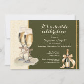 Invitation C'est une fête au Champagne Gold pour une double c (Devant)