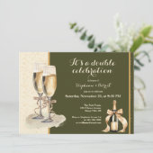 Invitation C'est une fête au Champagne Gold pour une double c (Debout devant)