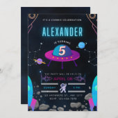Invitation c'est une fête cosmique 5e anniversaire (Devant / Derrière)