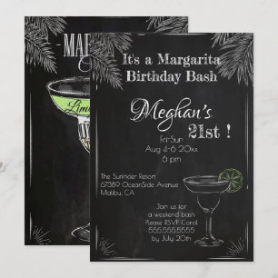 Invitation C'est une fête d'anniversaire 21 ans Margarita