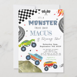 Invitation C'est une fête d'anniversaire de MONSTER Truck Bas