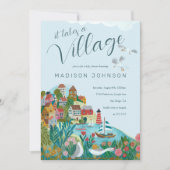 Invitation C'est une fête de baby shower pour bébé garçon vil (Devant)