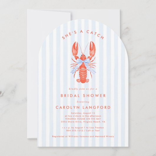 Invitation C'est une Fête des mariées de homard côtier (Devant)