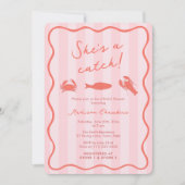 Invitation C'est une Fête des mariées de langouste rose et or (Devant)