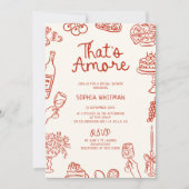 Invitation C'est une Fête des mariées illustrée plus rouge (Devant)