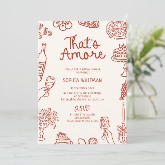 Invitation C'est une Fête des mariées illustrée plus rouge (Debout devant)