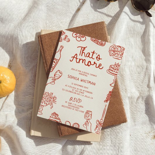 Invitation C'est une Fête des mariées illustrée plus rouge