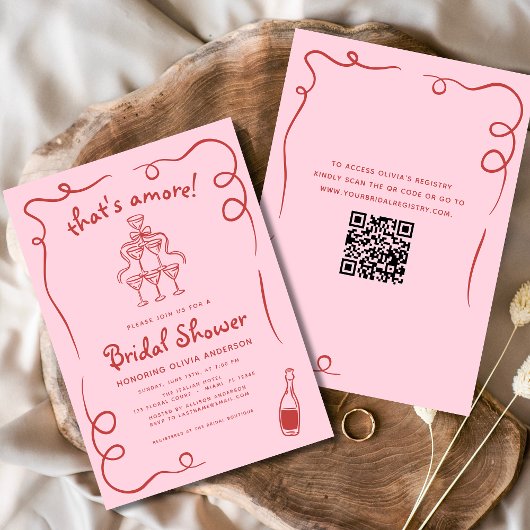 Invitation C'est une Fête des mariées rose Amore italienne ti
