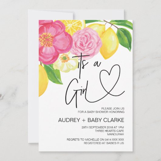 Invitation C'est une fête d'été pour les filles Bébé Bash (Devant)