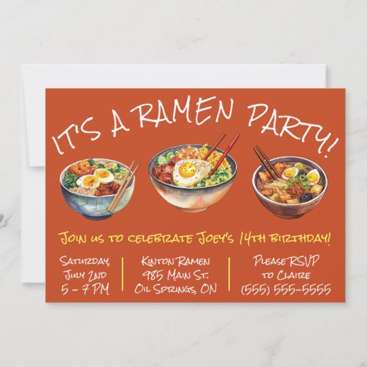 Invitation C'est une fête du Ramen ! Fête d'anniversaire pour (Devant)