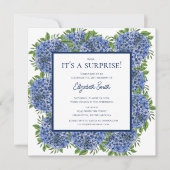Invitation C'est une fête surprise pour 21 ans Blue Hydrangea (Devant)