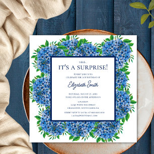 Invitation C'est une fête surprise pour 21 ans Blue Hydrangea