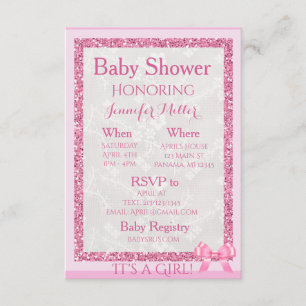 Invitation "C'est une fille" Adorable Baby shower rose